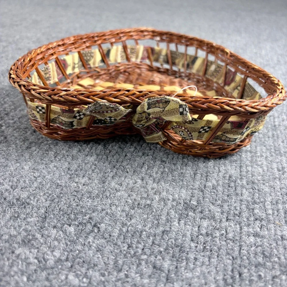 Vintage 1998 Home Styles Hermitage Pottery Heart‎ Wicker Basket Fabric Lined